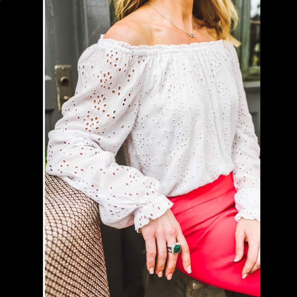 Sanctuary Blooming Eyelet Ballet Neck Blouse NWT!
